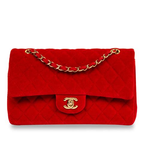 chanel red velvet bag price|Chanel velvet flap bag.